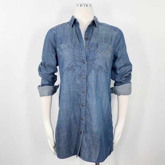 Caslon Tops - Caslon Tencel Long Chambray Button Up Shirt Denim